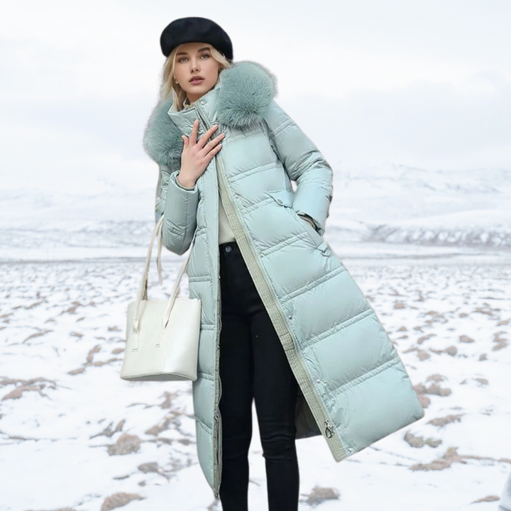 Eva | Damen Winter Steppmantel mit Fellkragen - Elle Zürich
