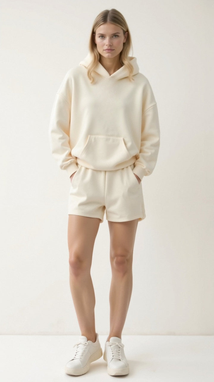 Annika | Damen Kapuzenpullover mit Tropenmuster und Kängurutasche - Elle Zürich