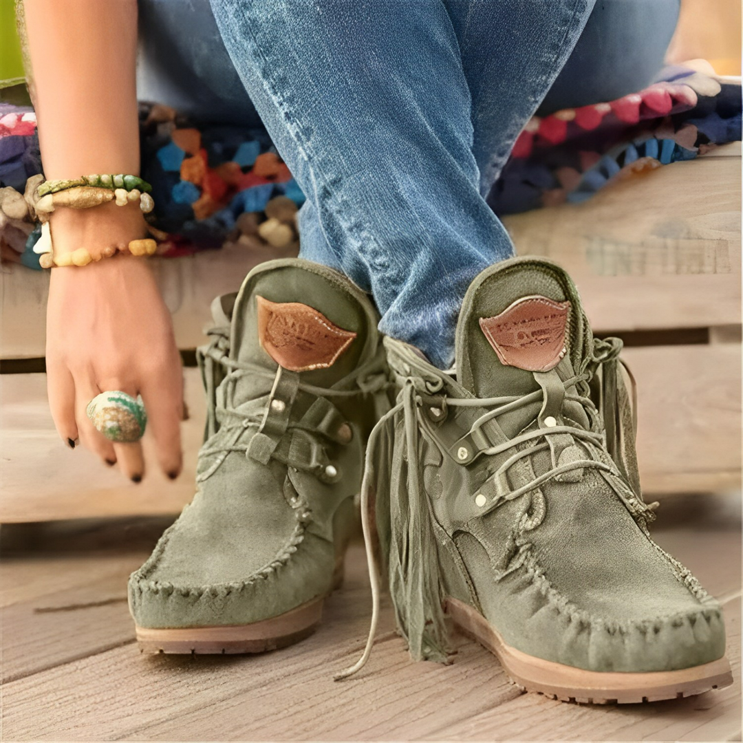 Nadine | Damen Winter Schnürstiefel mit Fransenbesatz - Elle Zürich