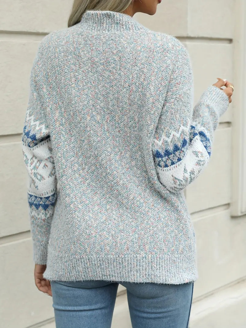 Angela | Damen Winter Schneeflocken Strickpullover - Elle Zürich