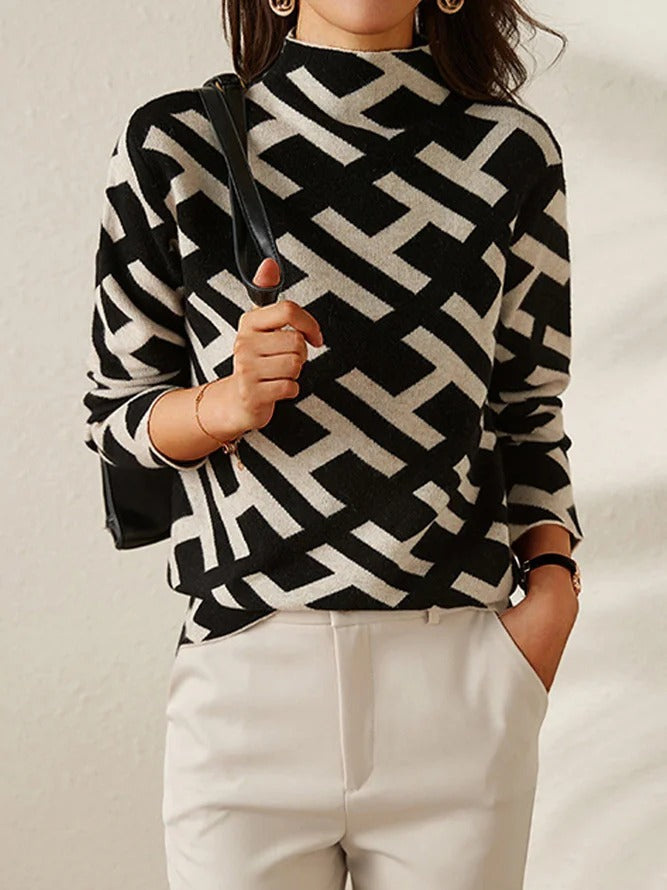 Daniela | Lässiger Geometrischer Pullover für Damen - Elle Zürich
