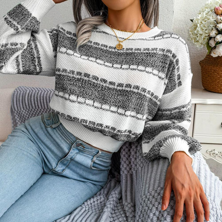 Gudrun | Damen Winterpullover mit Streifen und Rippbündchen - Elle Zürich
