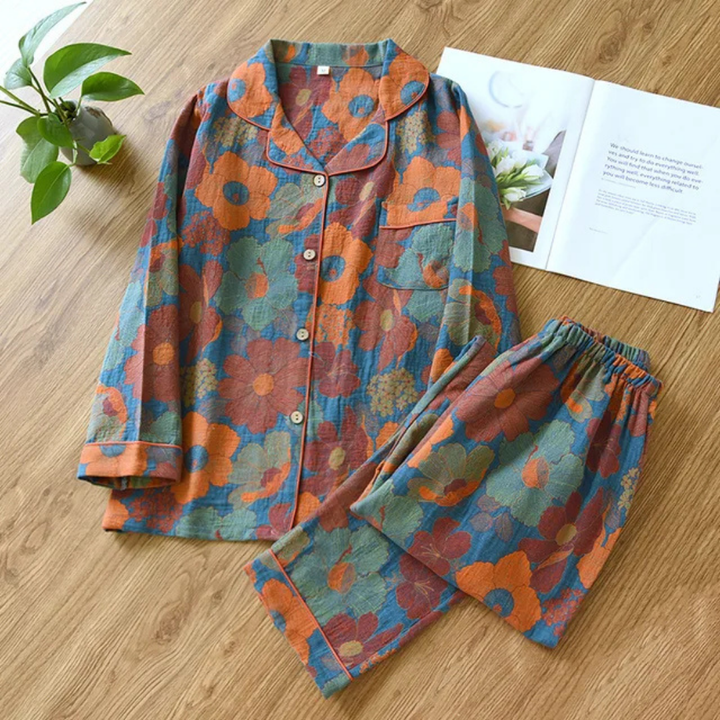 Kerstin | Damen Floral Langarm Schlafanzug Set - Elle Zürich