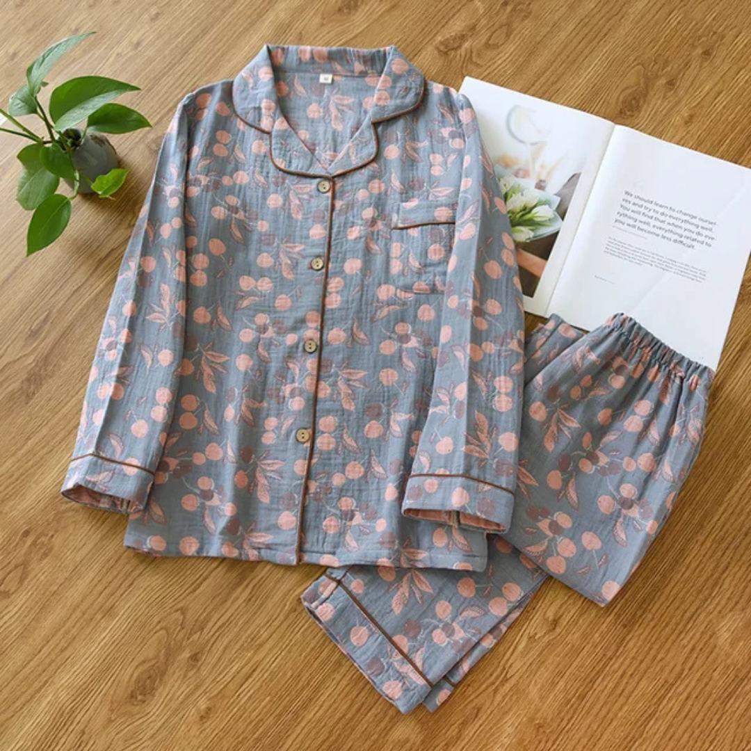 Kerstin | Damen Floral Langarm Schlafanzug Set - Elle Zürich
