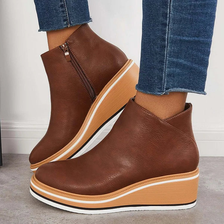 Anna | Damen Plateau Stiefeletten mit seitlichem Reißverschluss - Elle Zürich