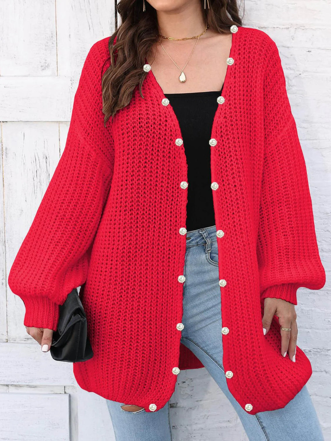 Lilian | Eleganter Damen-Cardigan mit Perlenknöpfen - Elle Zürich