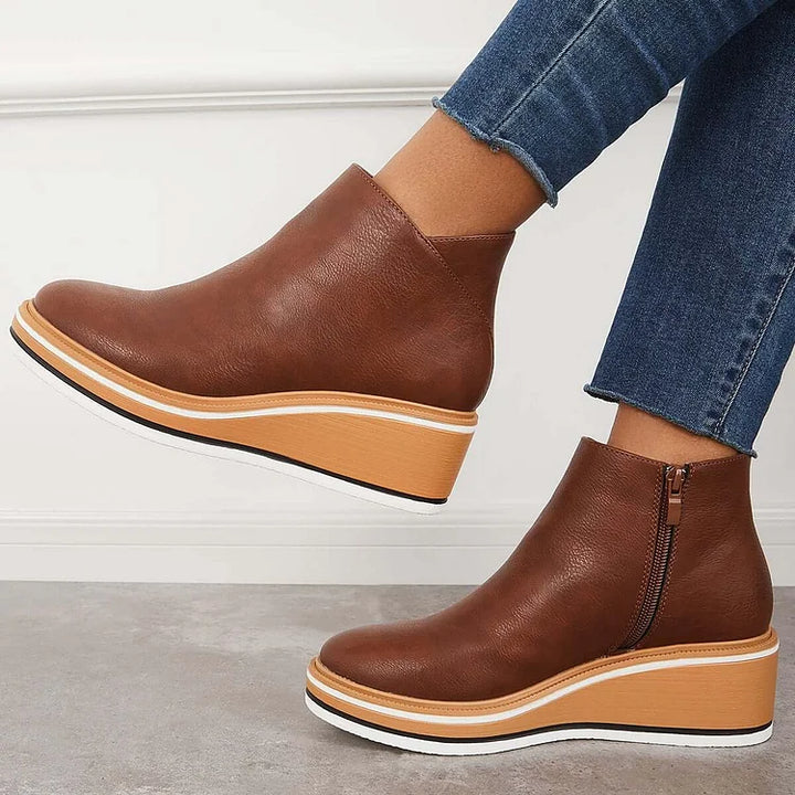 Anna | Damen Plateau Stiefeletten mit seitlichem Reißverschluss - Elle Zürich