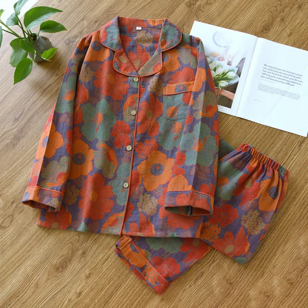 Kerstin | Damen Floral Langarm Schlafanzug Set - Elle Zürich