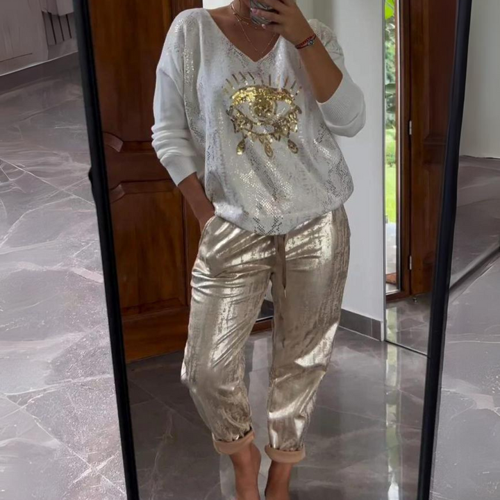 Anja | Damen Trendy Top und Hose mit Augenprint - Elle Zürich