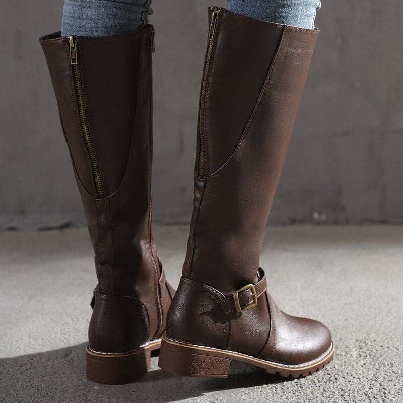 Anja | Damen Klassische Kniehohe Stiefel mit Stilvoller Schnalle