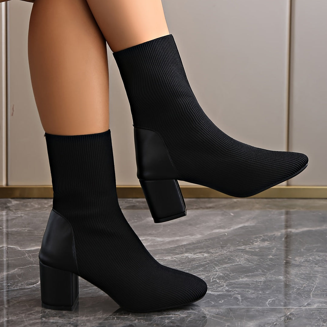 Alina | Damen Moderne Stretch Blockabsatz Stiefel