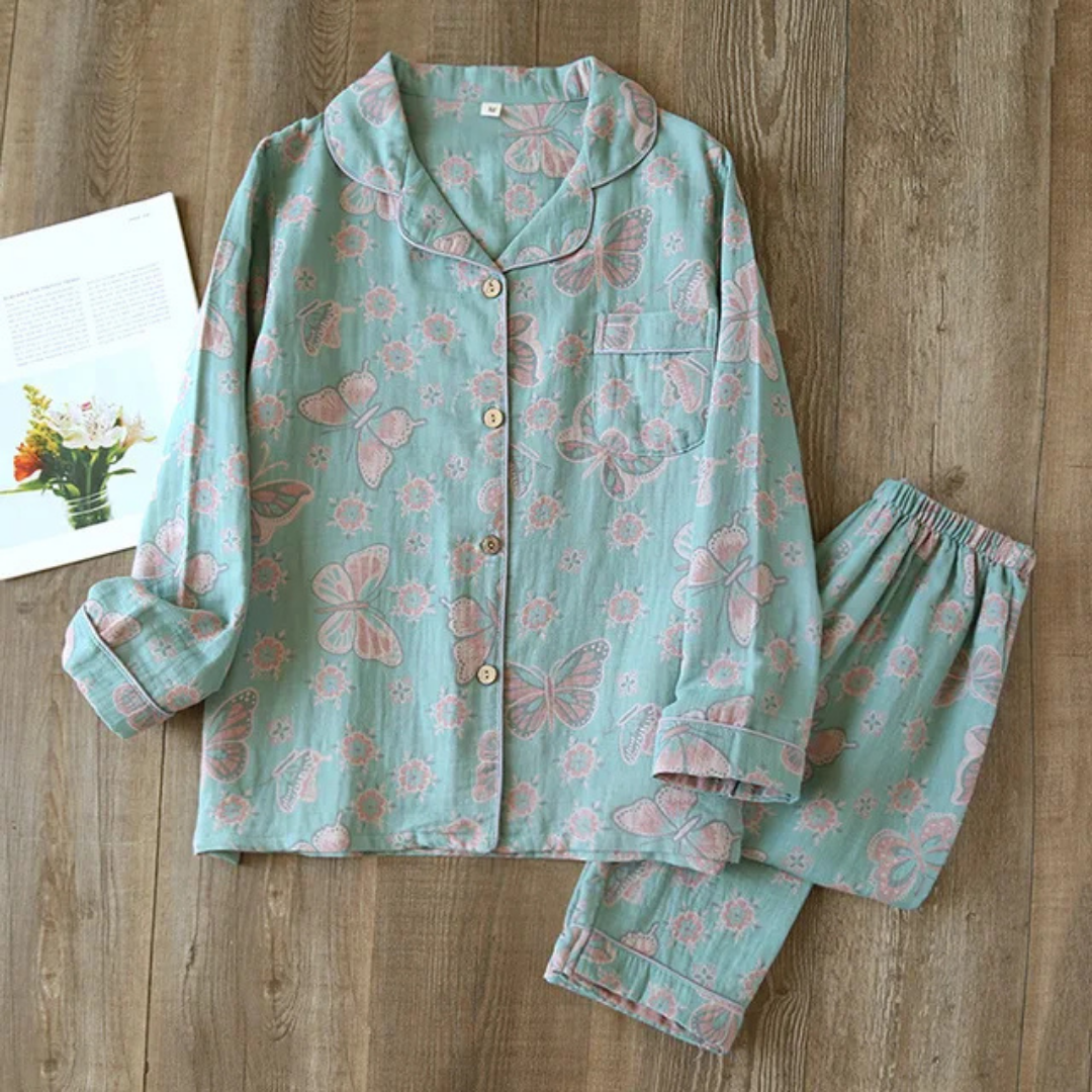 Kerstin | Damen Floral Langarm Schlafanzug Set - Elle Zürich