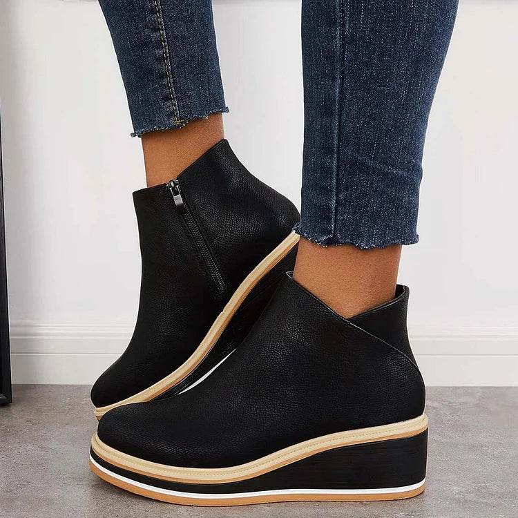 Anna | Damen Plateau Stiefeletten mit seitlichem Reißverschluss - Elle Zürich