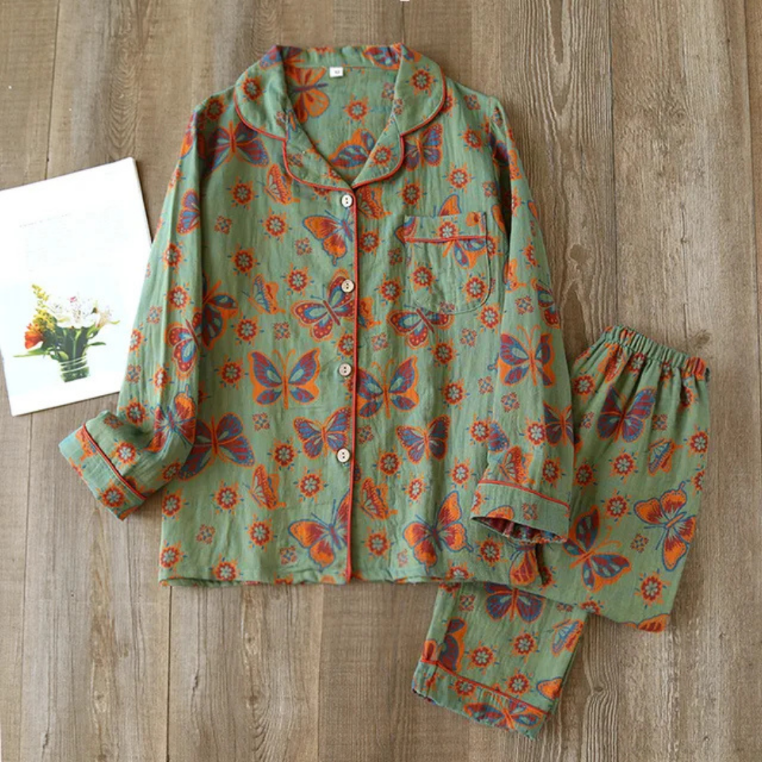 Kerstin | Damen Floral Langarm Schlafanzug Set - Elle Zürich