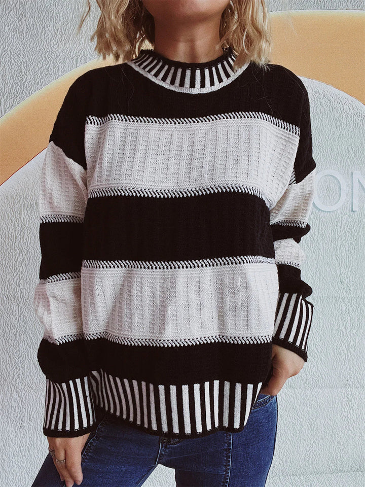 Karla | Damen Winterpullover mit Streifen und Rippdetails - Elle Zürich