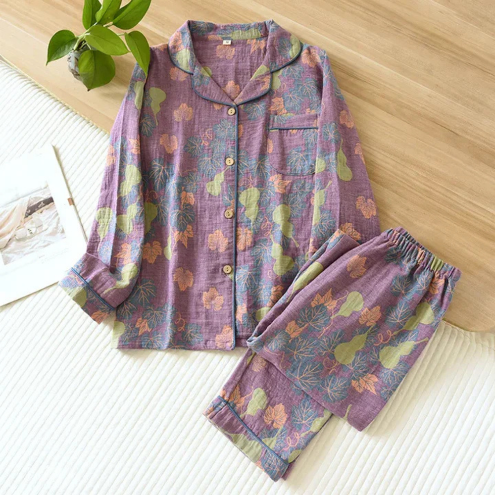 Kerstin | Damen Floral Langarm Schlafanzug Set - Elle Zürich