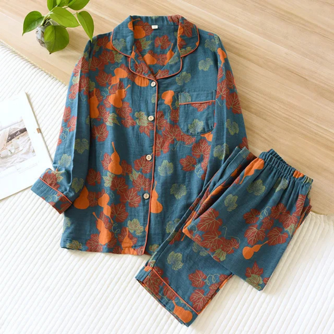 Kerstin | Damen Floral Langarm Schlafanzug Set - Elle Zürich