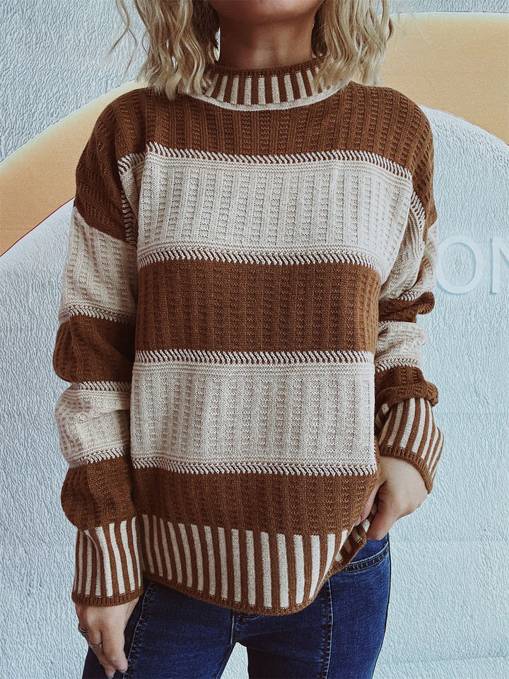 Karla | Damen Winterpullover mit Streifen und Rippdetails - Elle Zürich