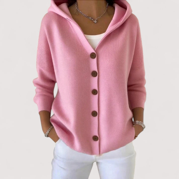 Sabrina | Damen Winter Cardigan mit Knöpfen und Kapuze - Elle Zürich