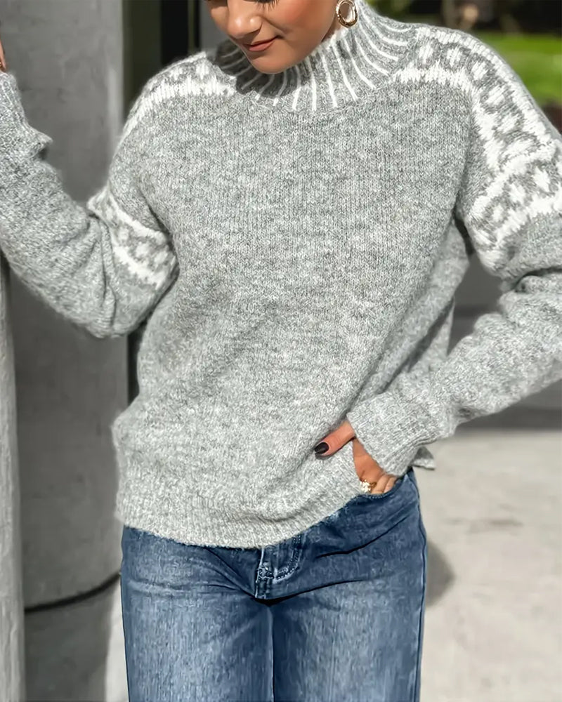 Pauline | Damen Winter Rollkragenpullover mit Muster
