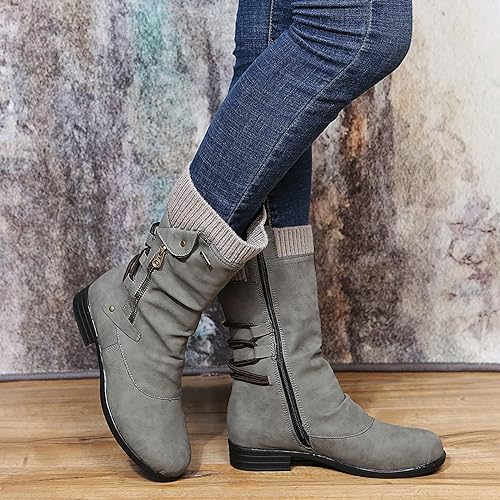 Felicia | Damen Stiefel Mid Calf mit seitlichem Reißverschluss - Elle Zürich