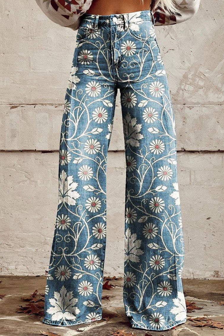 Emilia | Schlagjeans mit Blumenranken-Muster - Elle Zürich