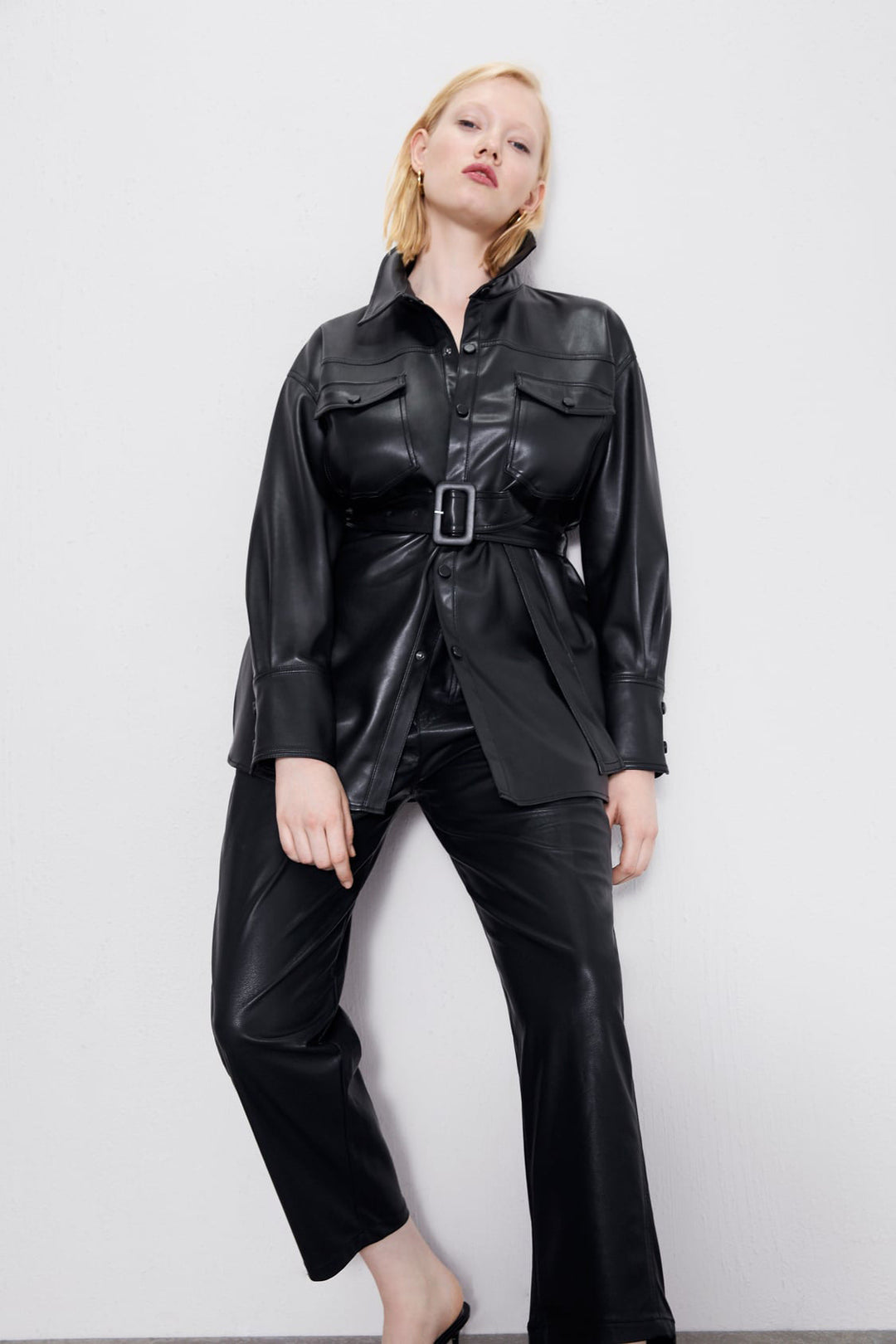 Greta | Damen Winter-Lederhemdjacke mit Gürtel - Elle Zürich