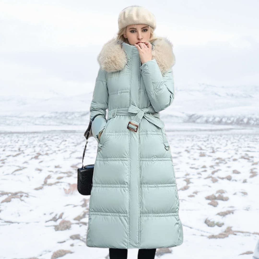 Eva | Damen Winter Steppmantel mit Fellkragen - Elle Zürich