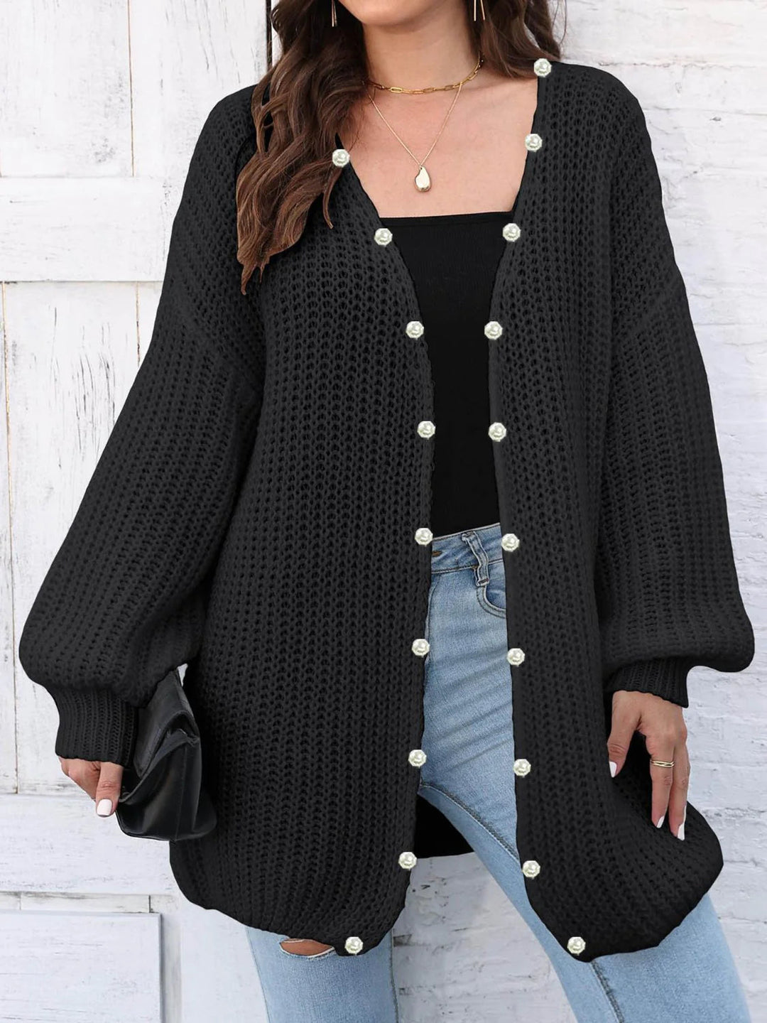 Lilian | Eleganter Damen-Cardigan mit Perlenknöpfen - Elle Zürich