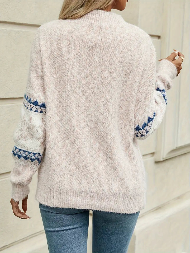 Angela | Damen Winter Schneeflocken Strickpullover - Elle Zürich