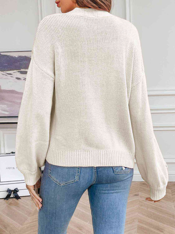 Michaela | Damen Winter-Cardigan mit Blumenstickerei - Elle Zürich