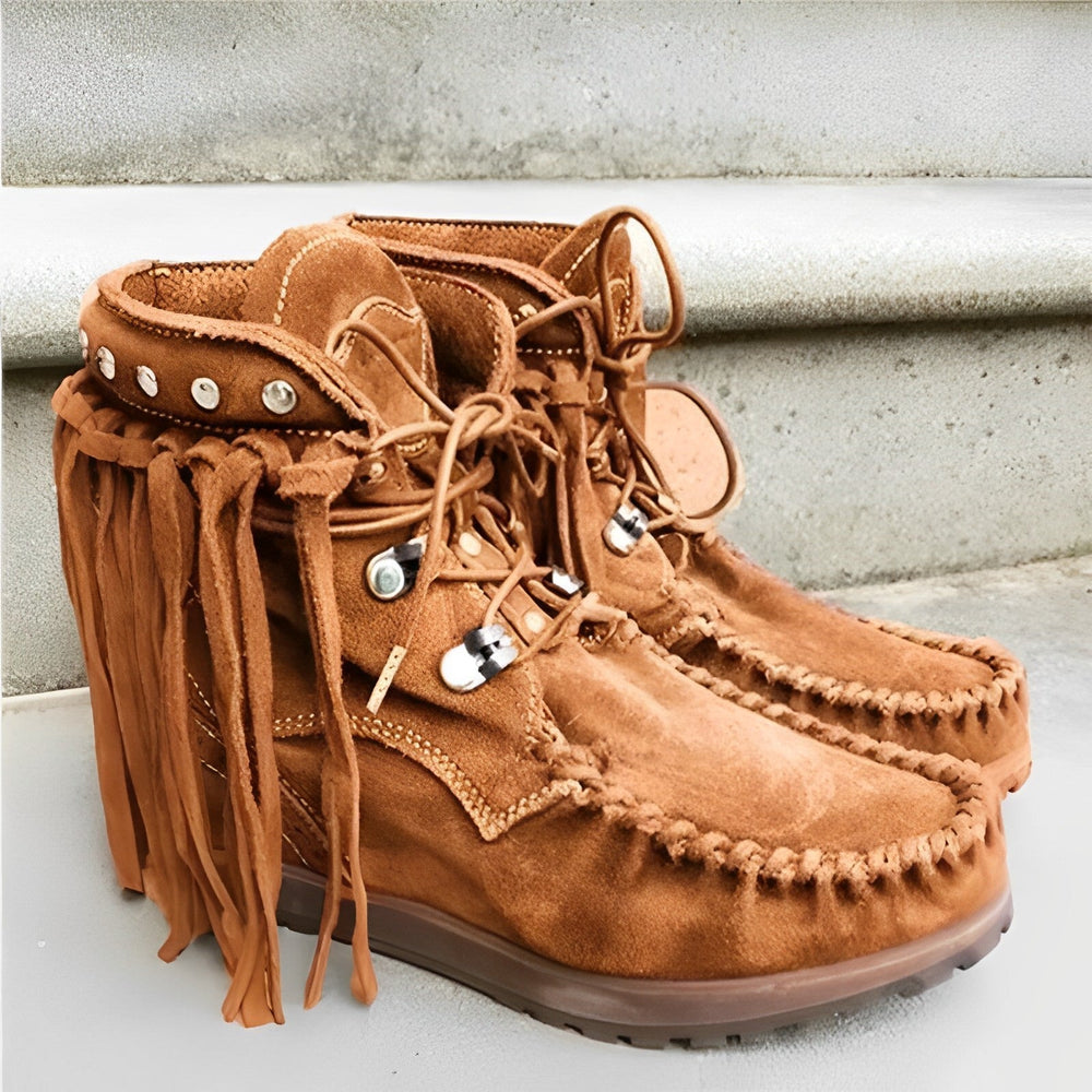 Nadine | Damen Winter Schnürstiefel mit Fransenbesatz - Elle Zürich