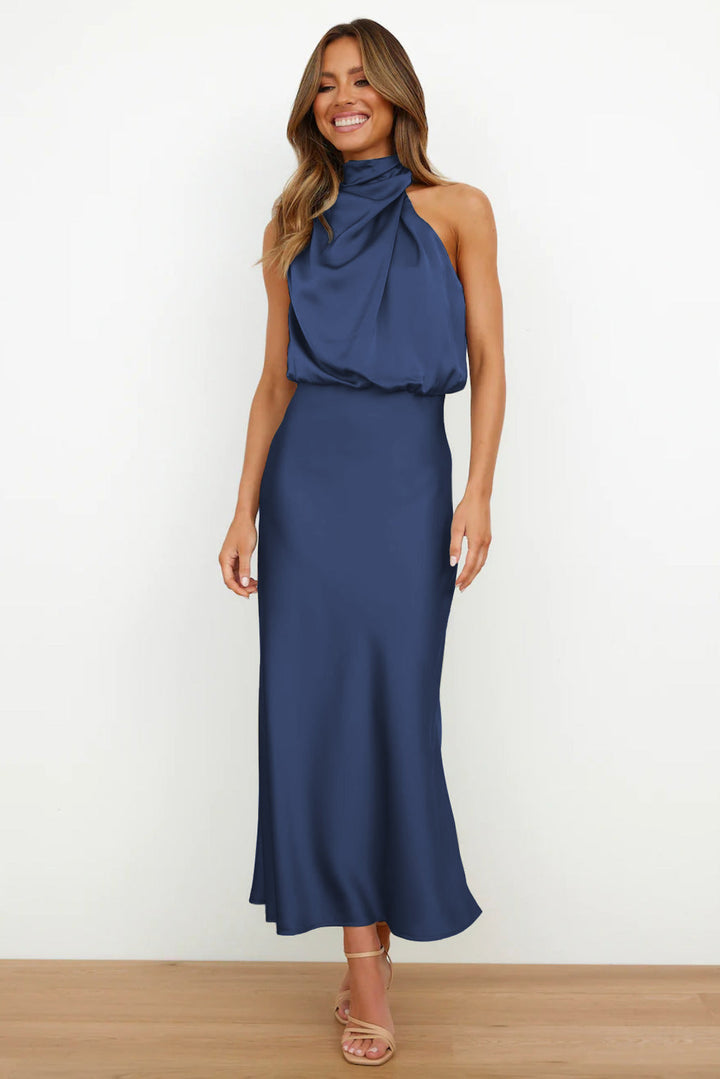 Claudia | Elegantes Halterneck Satin Kleid - Elle Zürich