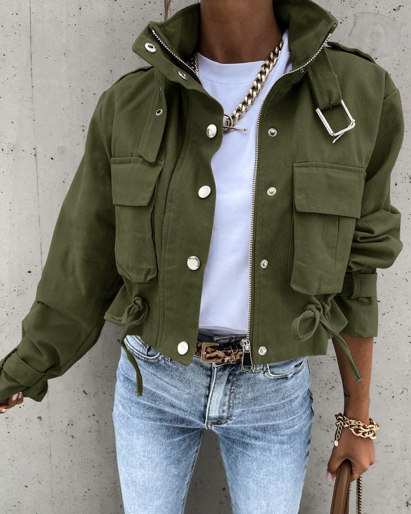 Katharina | Damen Kurze Utility Jacke mit Reißverschluss - Elle Zürich