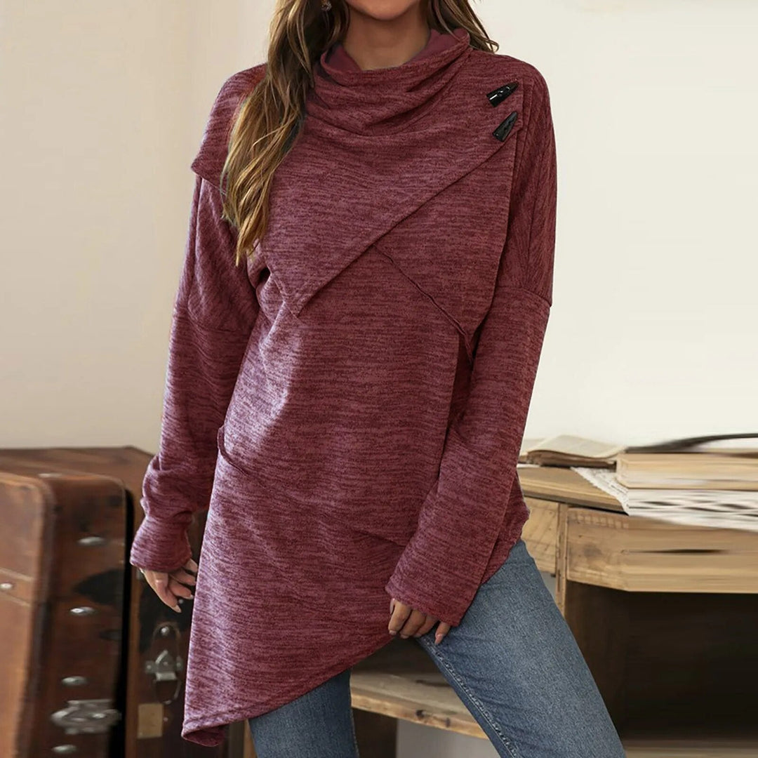 Anna | Damen Asymmetrische Pullover Tunika mit Knöpfen - Elle Zürich