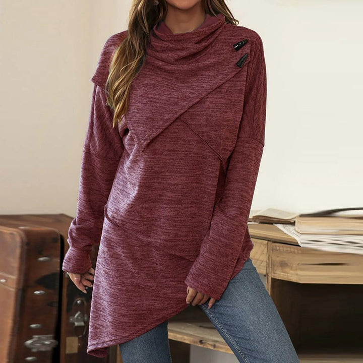 Anna | Damen Asymmetrische Pullover Tunika mit Knöpfen - Elle Zürich