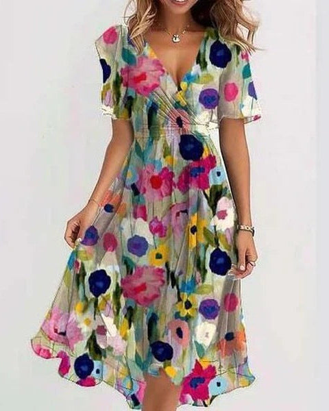 Nicole | Elegantes Sommerkleid mit Kurzarm Damen - Elle Zürich