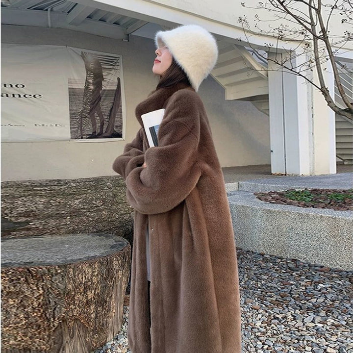 Dorothea | Damen Eleganter Kunstpelz Maxi Wintermantel