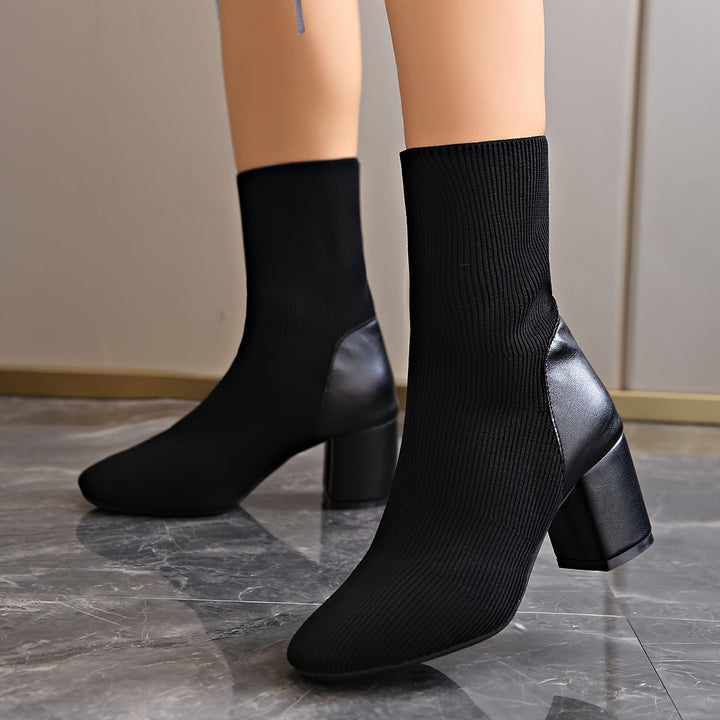 Alina | Damen Moderne Stretch Blockabsatz Stiefel