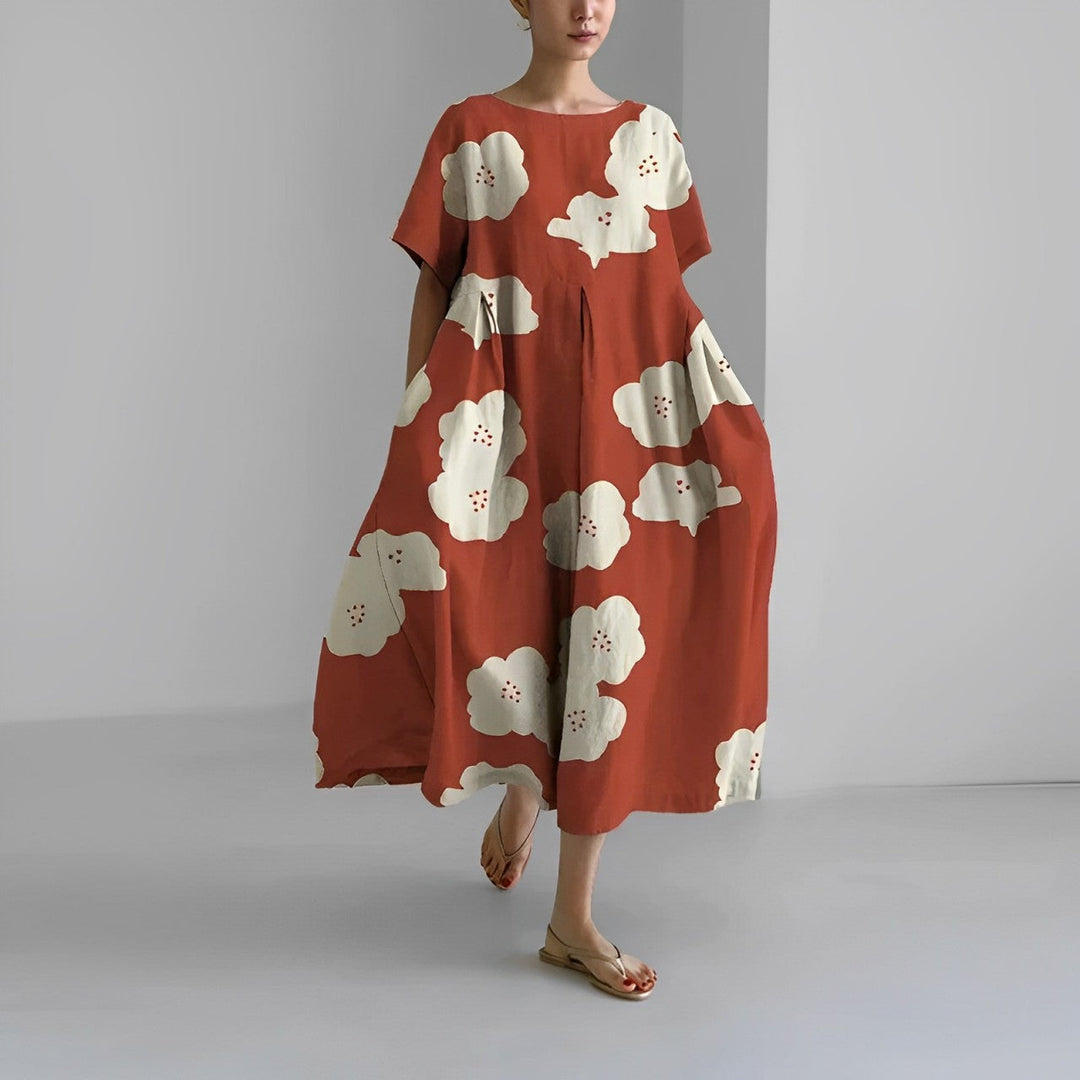 Greta | Boho Weites Kleid mit Blumenmuster - Elle Zürich