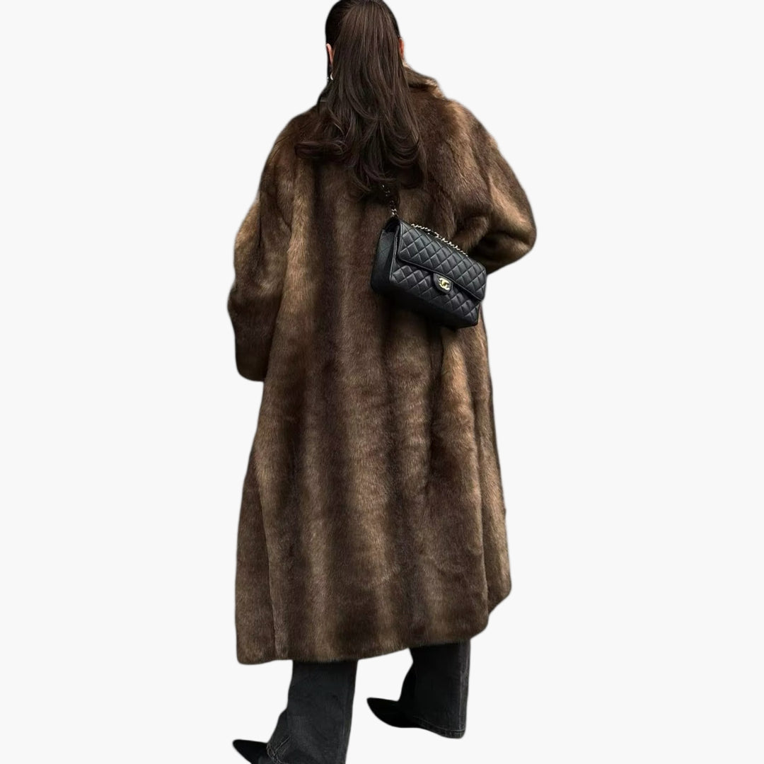 Regine | Damen Langer Kunstpelz Mantel für Wintermode