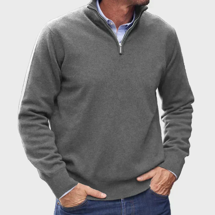 Uwe | Herren Klassischer Halbreißverschluss Strickpullover - Elle Zürich