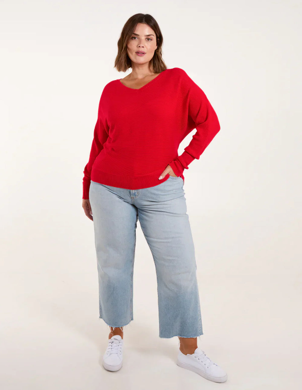 Eva | Damen Oversize Strickpullover mit V-Ausschnitt - Elle Zürich