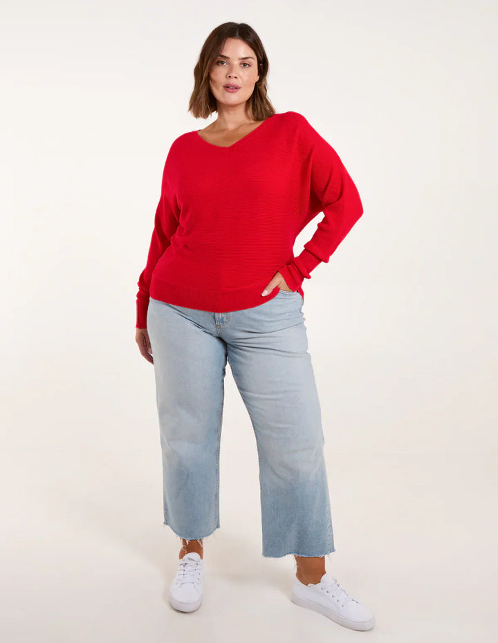 Eva | Damen Oversize Strickpullover mit V-Ausschnitt - Elle Zürich