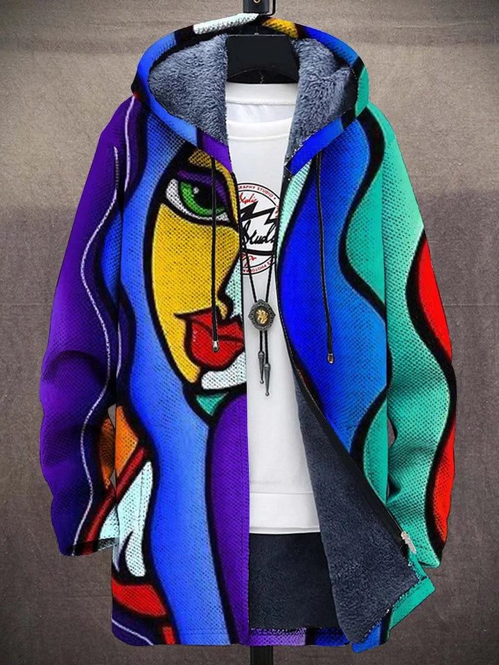 Theresa | Damen Strickjacke mit Buntem Abstraktem Kunstprint