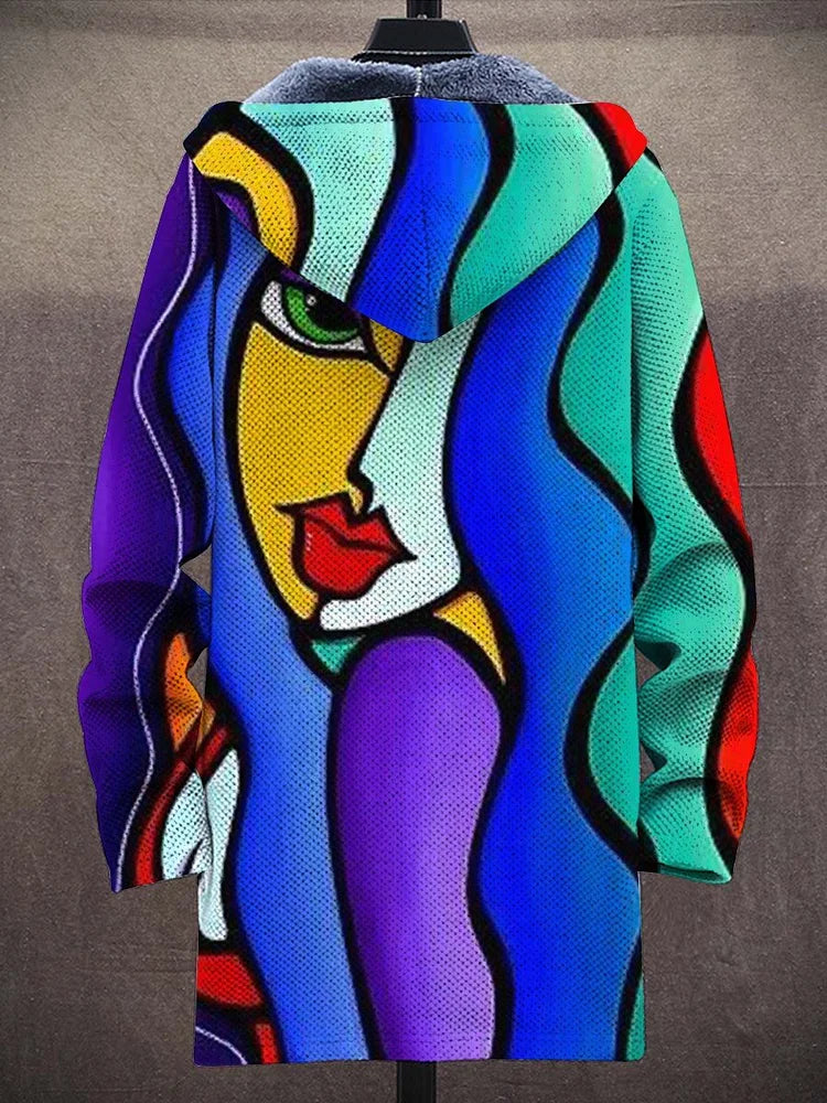 Theresa | Damen Strickjacke mit Buntem Abstraktem Kunstprint