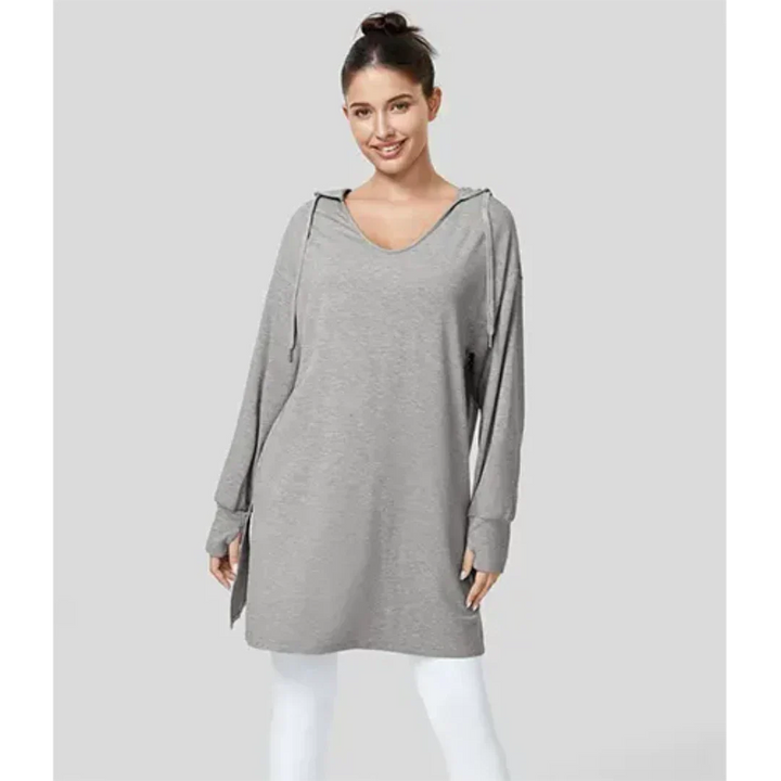 Helga | Damen Winter-Hoodie-Tunika mit Seitenschlitzen - Elle Zürich