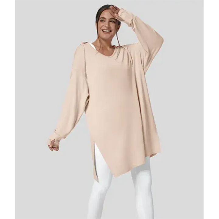Helga | Damen Winter-Hoodie-Tunika mit Seitenschlitzen - Elle Zürich