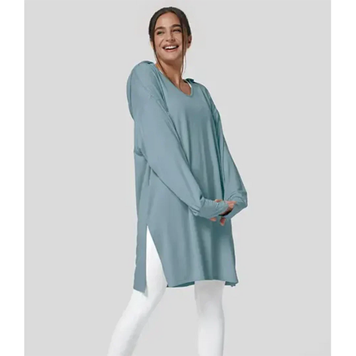 Helga | Damen Winter-Hoodie-Tunika mit Seitenschlitzen - Elle Zürich