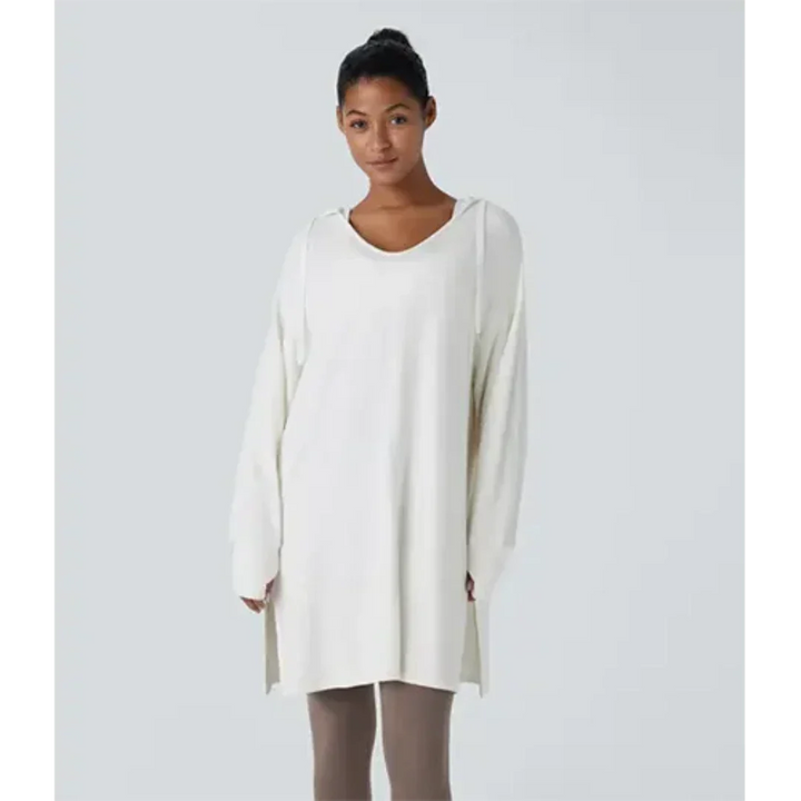Helga | Damen Winter-Hoodie-Tunika mit Seitenschlitzen - Elle Zürich